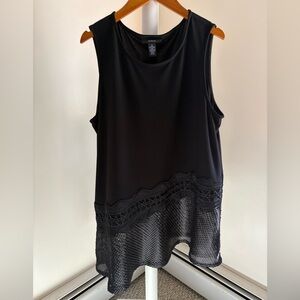 Alfani Women’s Asymmetrical Black Lace Hem Top — Size XL